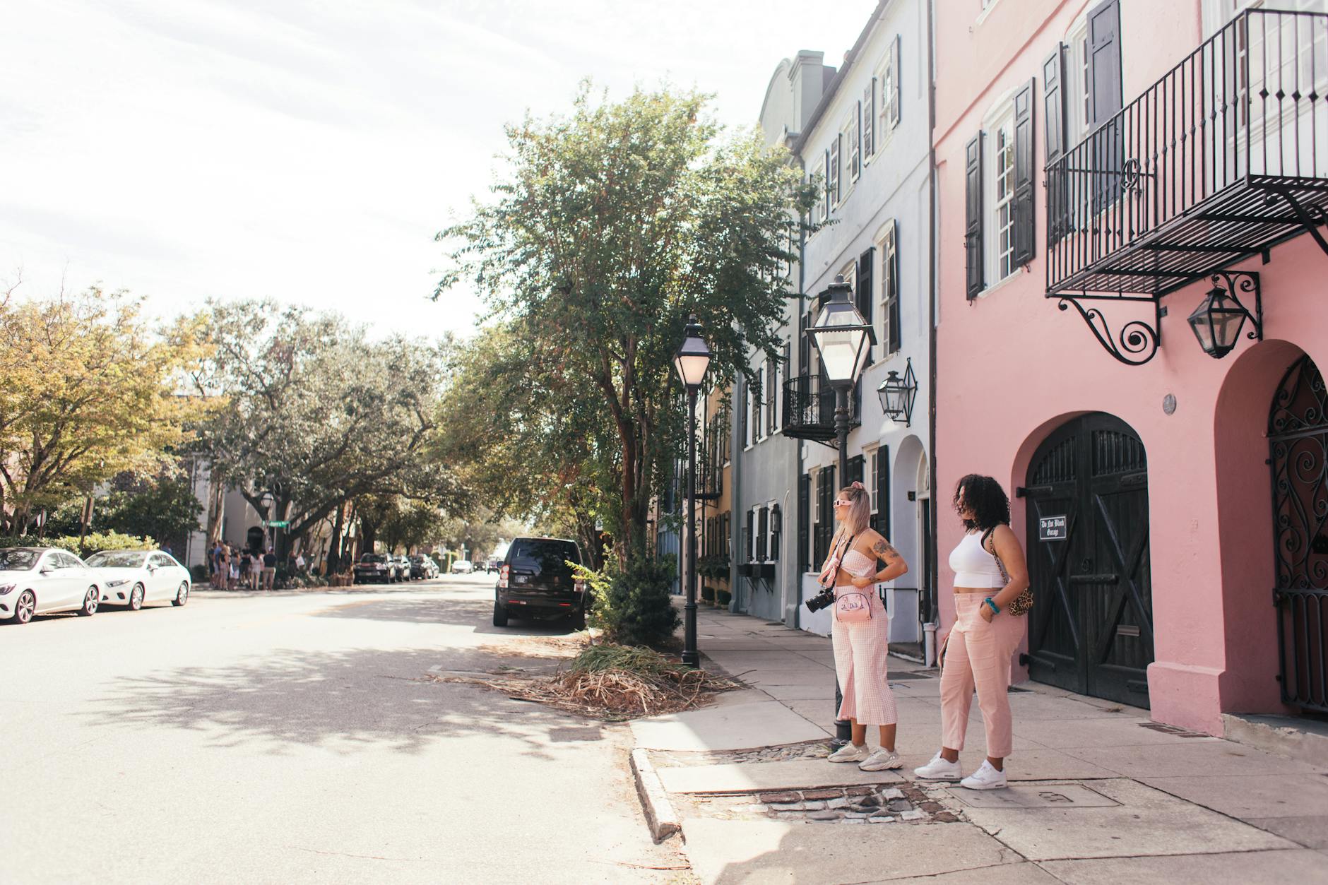 women standing on the street